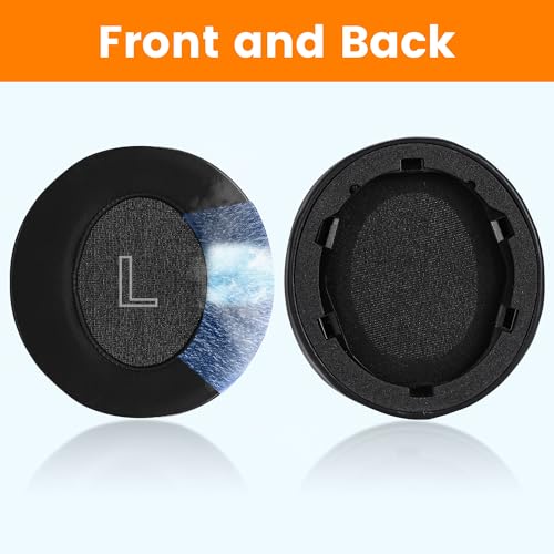 Almohadillas de repuesto con gel refrigerante profesional Lukvcoe para audífonos Anker Soundcore Life Q30/Q35, cojines para orejas con tela de seda helada y espuma de aislamiento acústico de alta densidad - Negro miniatura 6