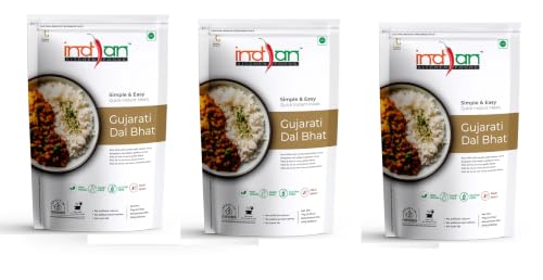 Image of Indian Kitchen Foods Instant Gujarati Dal Bhat - Freeze Dried, Gluten-Free, Ready-to-Eat Indian Vegan Meal - Pack of 3