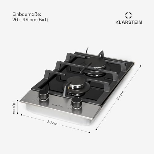 Klarstein Gaskocher 2-Flammig, 4,2 kW Einbau-Gaskocher für Innenbereich, für Wohnmobil, 2-Flammiger Moderner Einbau Gasherd, Zwei Brenner Gas Herd – Bild 3