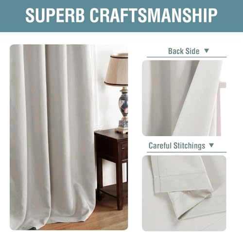 Image of H.VERSAILTEX Blackout Curtain for Living Room Thermal Insulated Window Treatment Curtain Extra Long 84 inch Length Energy Saving Solid Grommet Top Blackout Drape, One Panel, Stone, 52 inch W x 90 inch L