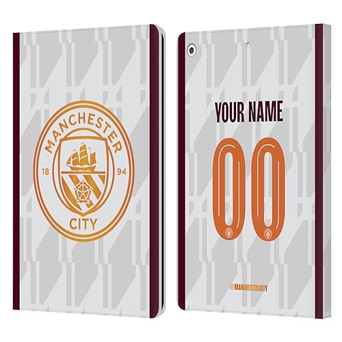 Head Case Designs Officially Licensed Custom Customized Personalized Manchester City Man City FC Away 2023/24 Badge Kit Leather Book Wallet Case Cover Compatible with Apple iPad 10.2 2019/2020/2021