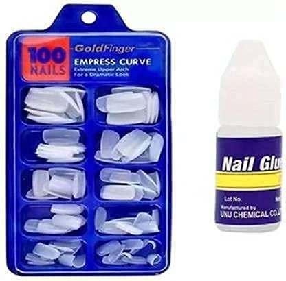 Nails for girls | nail extension | Artificial Nails Set With Nail Glue | Women Professional Artificial 100 Nail White | False Nails, Fake Nails. (Pack of 1 GLUE 1 NAILS)-image-25