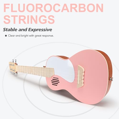 PICKAPICK Concert Ukulele UC23, 23 Inch Beginner Kit w/Bag & Strap (Cherry Pink) — view 6