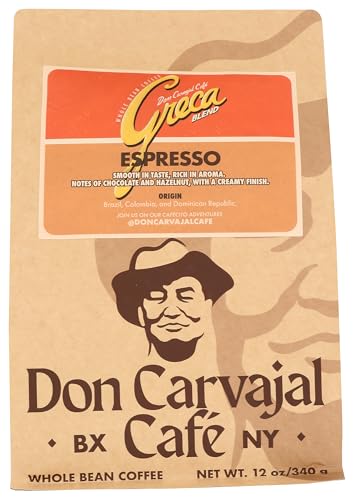 Don Carvajal Cafe Greca Blend Espresso Roast Whole Bean Coffee, 1...