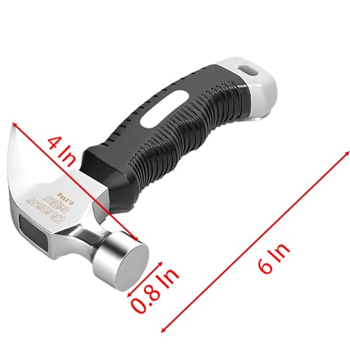 10.58 Oz Small Claw Hammer, Forged Steel Stubby Tack Hammer with Shock-absorbing Black Rubber Handle for Driving and Pulling Out Nails (black)