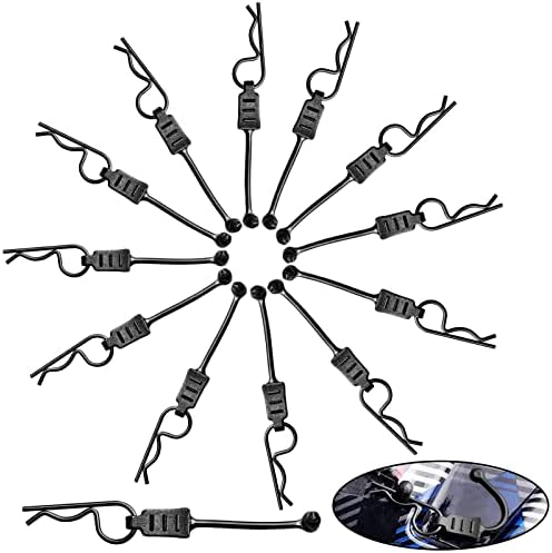 GoHobby RC Body Clips with Pull Tabs for 1/10 1/12 1/14 Arrma Axial SCX10 Redcat Tamiya HSP Himoto, 20-Pack (Black)