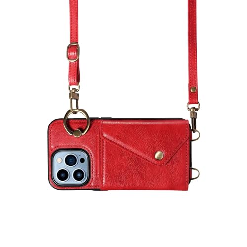 Étui portefeuille iPhone 15 Pro Max rouge antichoc résolvant le transport de vos cartes de crédit