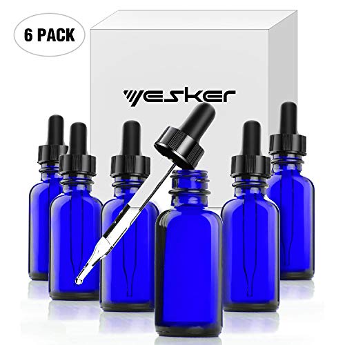 Yesker CL65319 Cobalt Blue Glass Bottles 1-oz for Essential Oils with Glass Eye