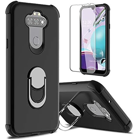 lovpec LG K31 Case with Soft TPU Screen Protector, Ring Holder Kickstand Protective Phone Cover Case for LG Aristo 5/LG K31/LG Fortune 3/LG Phoenix 5/LG Tribute Monarch/LG Risio 4/LG K8x (Black) Cover