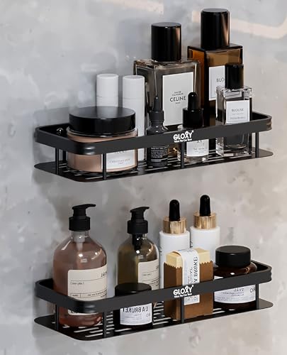 GLOXY Aluminium Alloy Bathroom Shelf Rack Combo Pack of 2 with Se...