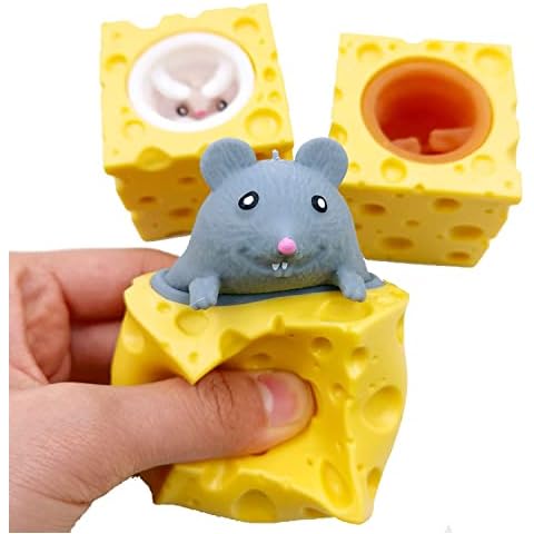 SIMEIQI Squeeze Mouse and Cheese fidget Toy Decompression Toys Relief Stress for Kids and Adults (Grey) Cover