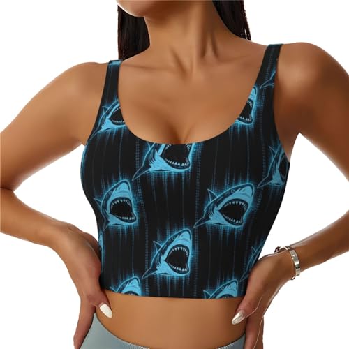 Summer Shark Yoga Vest for Womens, U-Shaped Back Tank with