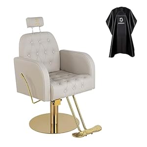 Reclining Barber Chair Salon Chair for Hair Stylist Hair Styling Chair 360 Degrees, Capacity Up to 330 Lbs Tattoo Salon Beauty Spa Chair Styling Equipment-Grey