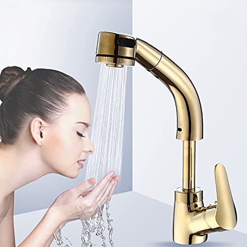 Robinet de lavabo de salle de bain mitigeur en laiton rotatif avec pulvérisateur latéral