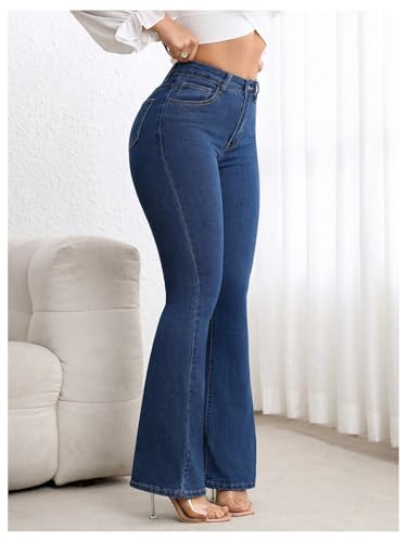 SOLY HUX Women's Flare Jeans High Waisted Bell Bottom Skinny Stretchy Denim Pants Office Trousers4