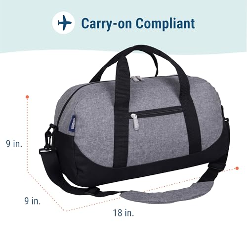 Image of Wildkin Kids Overnighter Duffel Bag - Carry-On Size, Ideal for School & Sleepovers - Grey Tweed