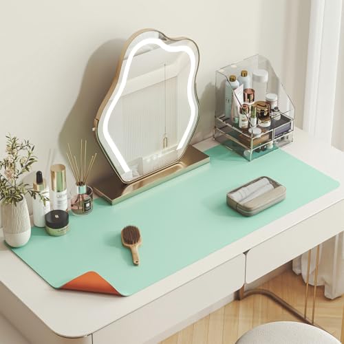 DAWNTREES Makeup Mat for Vanity, 27.6"x13.8", Clean Leather Vanity Mat