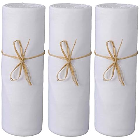 P'tit Basile - Set of 3 Fitted Baby Sheets for cot beds - 70x140 cm - Organic Cotton Jersey - White Cover