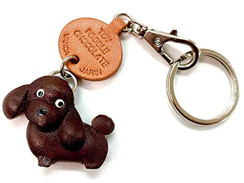 Toy poodle porte-clés cuir japonais caniche marron accessoire sac original