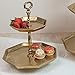HomeRoots Stainless Steel Vintage Look Octagonal Gold Two Tier Server