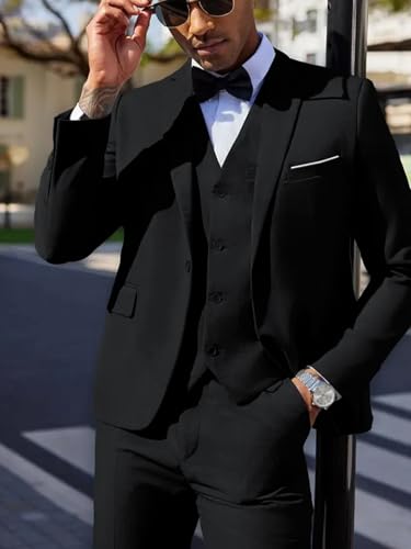 Mens Suits Slim Fit 3 Piece Tuxedo Suit One Button Solid Prom Wedding Party Blazer Pants Suits3