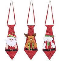 IMIKEYA Cravatte Natalizie Paillettes Rosse 3 Pezzi Modello Anziano Pupazzo di Neve e Renna Accessori Festivi per Decorazione e Costumi di Natale