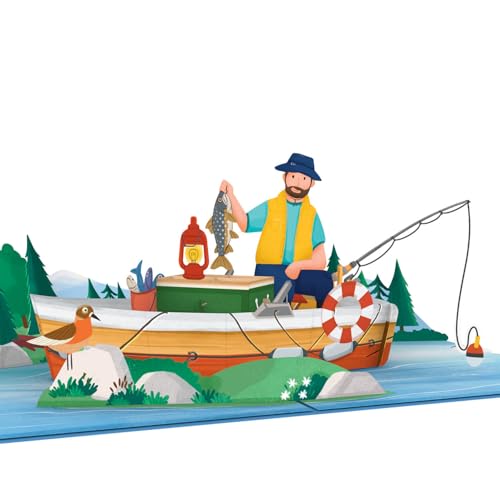 papercrush Carte pop-up de pêche - Carte d'anniversaire 3D amusante avec pêcheur pour homme, ami et garçon - Cadeau d'argent pour la pêche, carte d'adieu à la retraite pour collègues