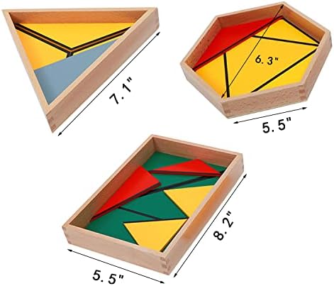 Montessori Toys for 3+ Year Old Colorful Constructive Triangles with 5 Boxes Wood Puzzles Math Games Baby Toys Montessori Preschool Learning Educational Toys Gifts for Kids
