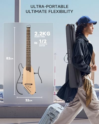 Donner HUSH I PRO Acoustic Electric Travel Guitar (Natural) - image 8
