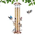 Kingsyard Metal Bird Feeders for Outdoors Hanging, Tube Bird Feeder with 6 Feeding Ports, 15 Inch, Chew-Proof & Weatherproof, Antique Copper