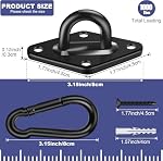 Hammock Hooks 2 Pack, Heavy Duty Hammock Hanging Kit, M8 Pad Eye Hanging Hooks for Porch Swing, 1000Lbs Holding Capacitym,Black