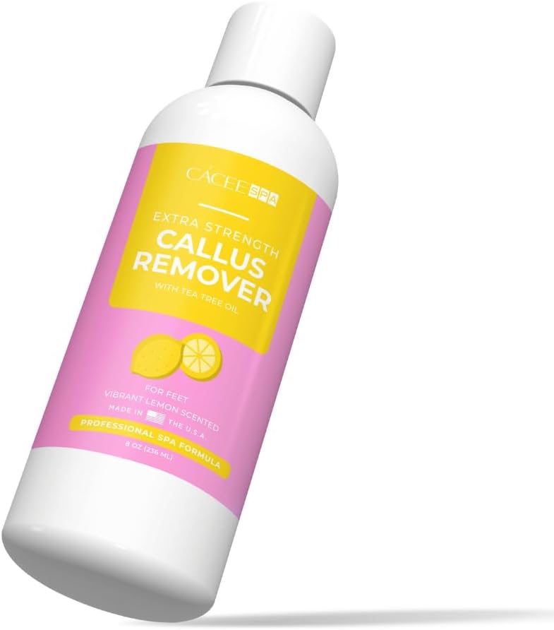 Cacee Callus Remover for Feet 8oz, Gel Formula with Tea Tree Oil & Lemon Scent, Works Great with Foot Scrubber, Foot File, or Pumice Stone, Callous or Corn Remover