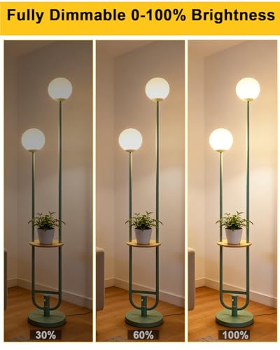 Image of Lightdot 63IN Green Floor Lamp 2 Globe Mid Century Standing Lamps with Bulbs Included Unique Vintage Dimmable Tall Floor Lamp with 5Lbs Heavy Base for Living Room /Wedding /Sofa Beside /Corner Decor