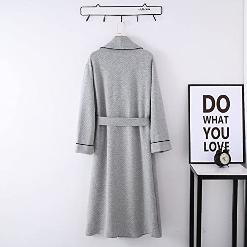 Mens Thickened and Interlayer Nightgown Men's Cotton Robe Long-Sleeve Spa Bathrobe with Pockets4