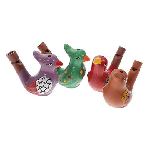 Toyvian Juguetes para Niños 4 Piezas Silbato de Llamada de pájaro Juguete de Bebe Animal pájaro curruca de Agua Silbato de pájaro trino cerámica Silbato de Agua Maquillaje soplador niño