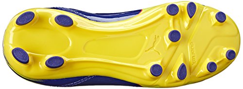 PUMA Falcao 9 Firm Ground JR Soccer Shoe (Infant/Toddler/Little Kid/Big Kid) , Clematis Blue/Vibrant Yellow/Poppy Red, 3 M US Little Kid4