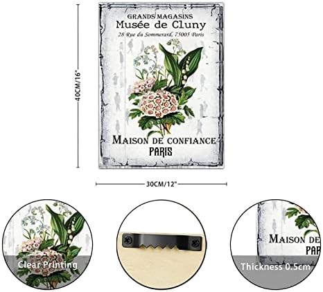 Maison De Confiance Musee De Cluny Wood Sign Vintage French Floral Wooden Art Wall Retro Botanical Artwork Woodshop Garage Wall Decoration For Home Bathroom Indoor Kitchen Garden 16x12in 2 Maison De Confiance Musee De Cluny Wood Sign Vintage French Floral Wooden Art Wall Retro Botanical Artwork Woodshop Garage Wall Decoration For Home Bathroom Indoor Kitchen Garden 16x12in