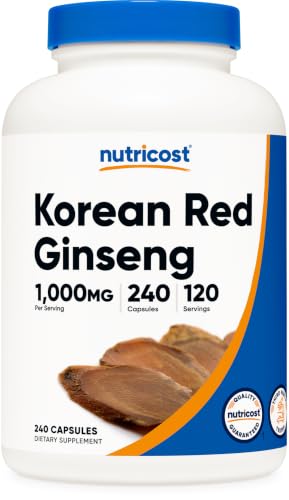 Nutricost Korean Ginseng 1000mg Serving, 240 Capsules - 500mg Per Capsule, 120 Servings - Korean Panax Red Ginseng - Gluten Free & Non-GMO