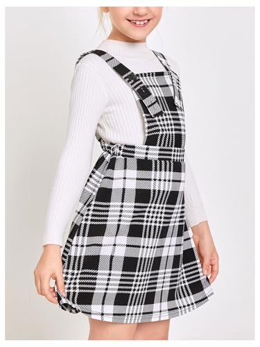 Milumia Girl Plaid Print Pinafore Overall Dress Button Front A Line Short Dresses2