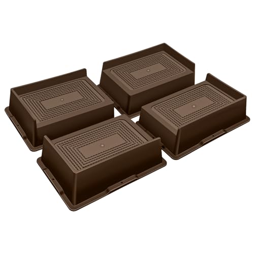 ANNKUT Bed Risers 2 Inch Heavy Duty,Oversized Couch Risers, Extra Wide Furniture Risers for Sofa Table Desk Headboard Chair Lifting,Rectangle Risering Blocks Support 6000 lbs(4 Pack Brown)