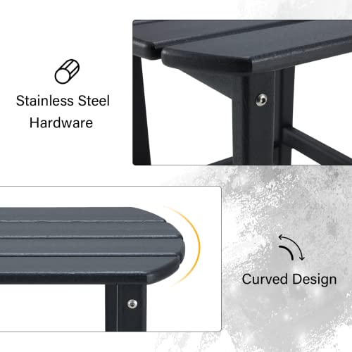 Yoleny Outdoor Side Table, Hdpe Adirondack Table, 19 Inch Patio End Table, Perfect For Graden, Backyard, Pool, Front Porch,Black #TOP4