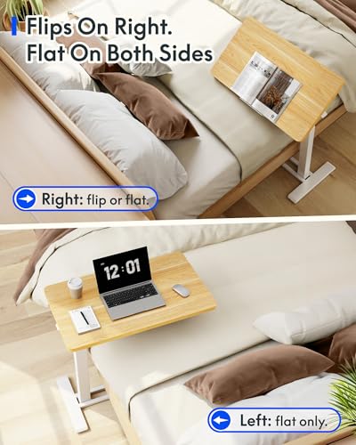 Image of FLEXISPOT H7 PRO Mobile Standing Desk Adjustable Overbed Table Pneumatic with Wheels 90Tiltable Portable Laptop Desk Rolling Computer Cart Foldable Bedside Table(31.5 inch W x 17.7 inch D D, Maple)