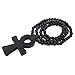 Baoyi Jewelry New ANKH Cross Wooden Bead Chain Hip-hop Pendant Piece Bead Chain Necklace for Men (ANKH Cross Black)
