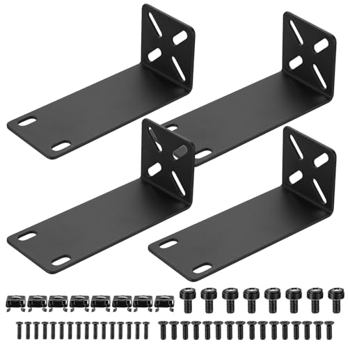 Rack Mount Kit, verstellbare 14-30mm Rack Halterung, 19 Zoll Switch Halterung Rack Ohren kompatibel mit Netgear TRENDnet Cisco D-Link HP, Befestigung von 10,6 Zoll Breiten bis 19 Zoll Geräten(108mm)