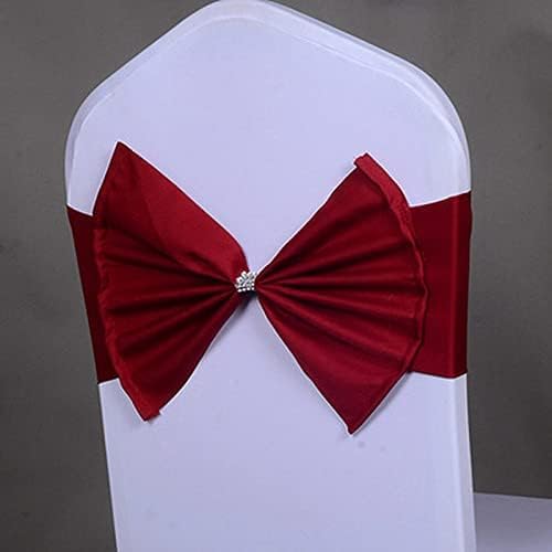 Wedding Chair Sash Decoration Elastic Chair Knot Big Bow Wedding Party Event Hotel Home Chair Sash - Purple (Wine Red)