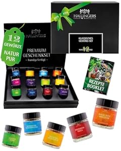 Hallingers Genuss Manufaktur Gewürze Geschenkset – 12 Premium Gewürze im Glas, edle Geschenkbox zum Kochen & Grillen, Gewürz Set "Klassiker", Geschenkidee für Männer & Frauen, Geburtstag & Weihnachten