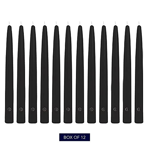 Image of Colonial Candle Unscented Taper Candle, Handipt Collection, Black, 12 in, Pack of 12 - Up to 10 Hours Burn