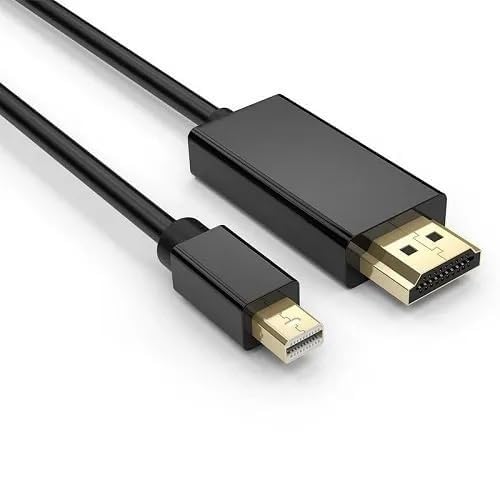 Image of Madhabi Mini DisplayPort to HDMI Cable 3M, Mini DP to HDMI Adapter Cord, Compatible with MacBook Pro, MacBook Air, iMac, Surface, Thunderbolt Port Devices, HDTV, Monitor, Projector - Black