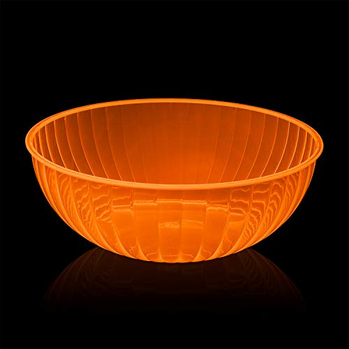 Party Essentials Hard Plastic 192 OZ./6 QT/1.5 Gallon Large Serving Bowls For Punch/Salad/Snack/Treat/Fruit, 3-Count, Neon Orange