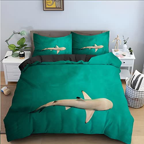 Housse de couette 90x190 enfant microfibre parure de lit cyan - 2